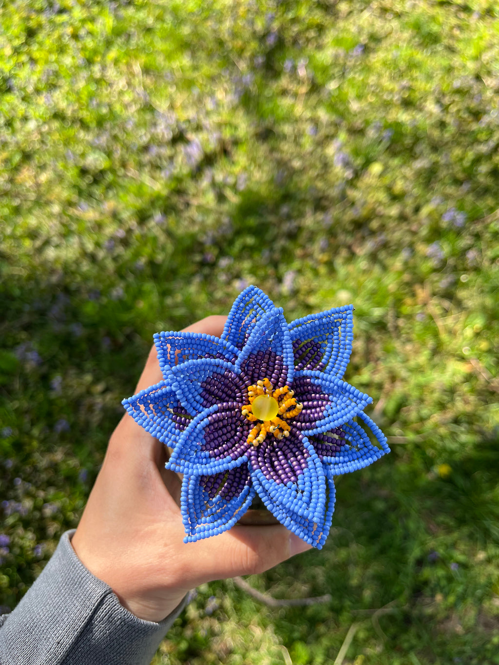 French beaded purple water lily