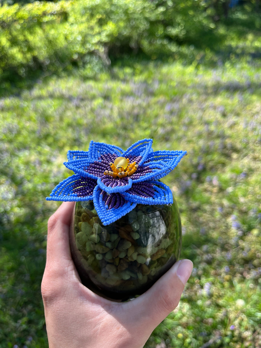 French beaded purple water lily